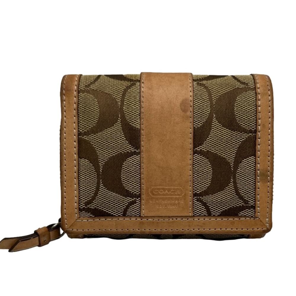 COACH y2k Tan Brown Signature Canvas Wallet